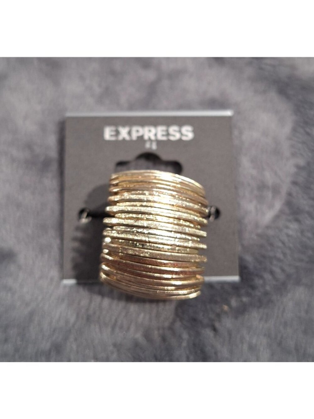 NEW Gold-Tone Metal Multi-Band Ring By Express Stretch Fit